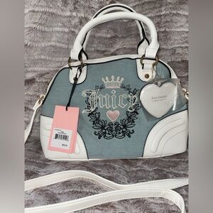 Juicy Couture Blue and White Satchel with Crest Design